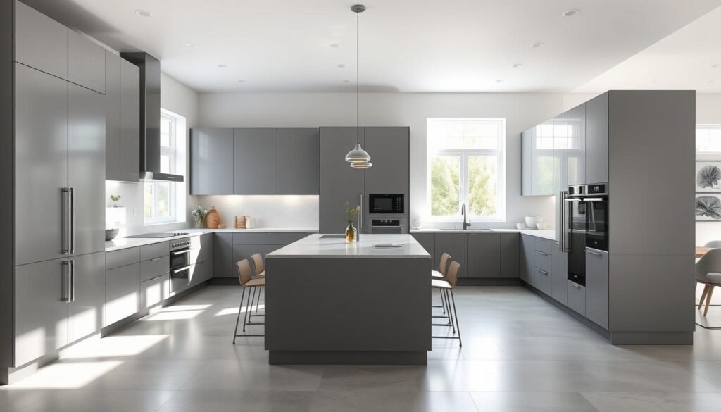 Gray kitchen cabinets