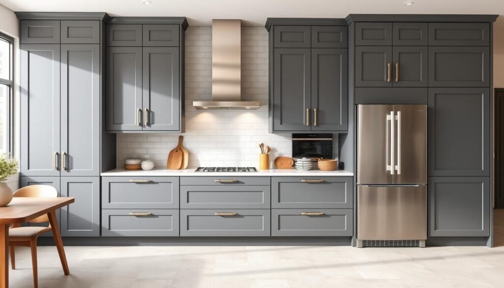 gray kitchen cabinets