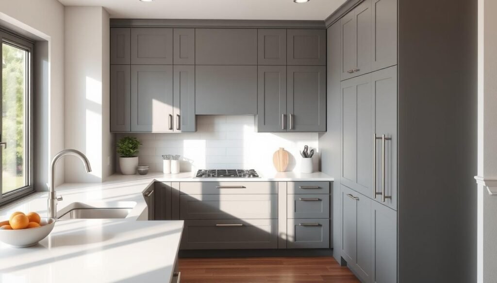 gray kitchen cabinets