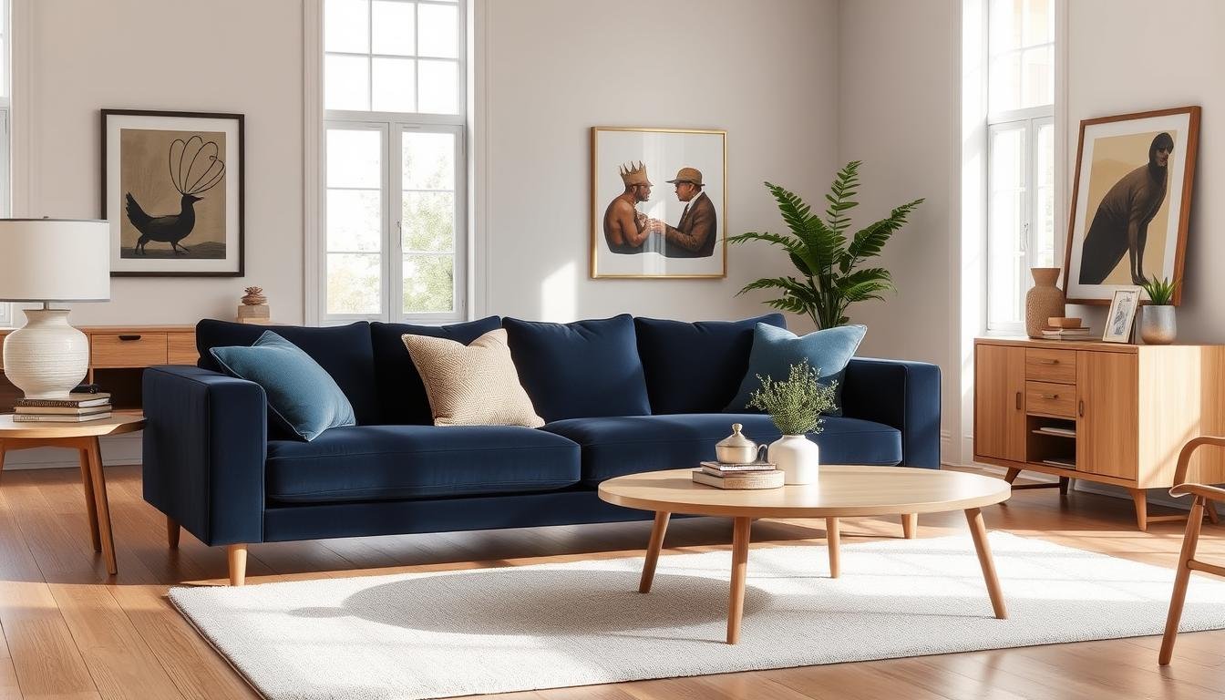 navy blue sofa