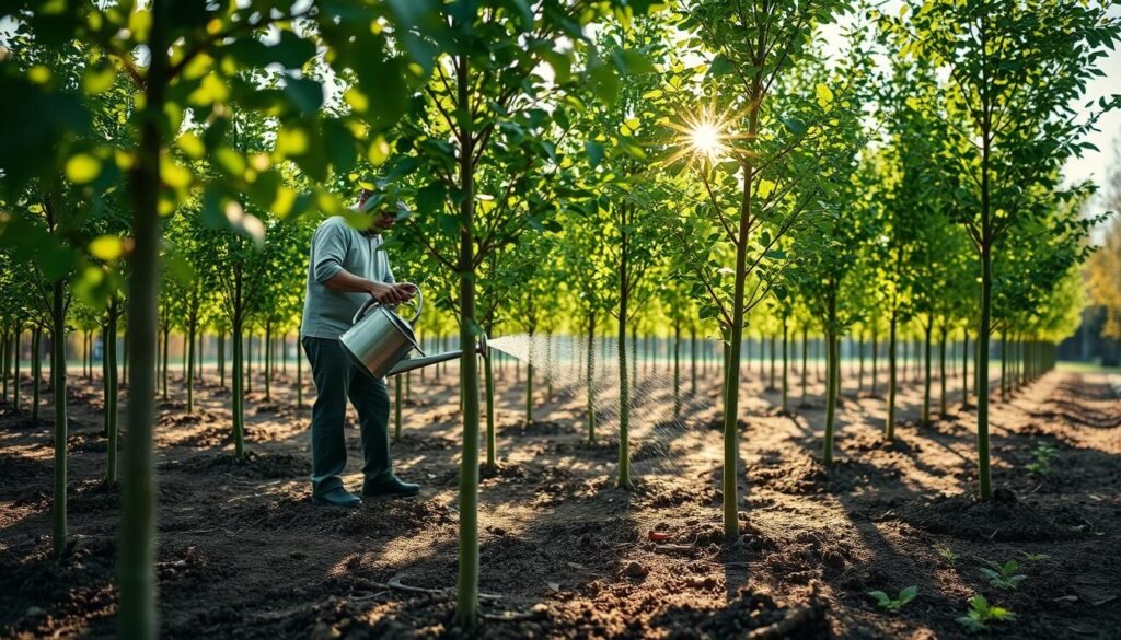 watering poplar trees