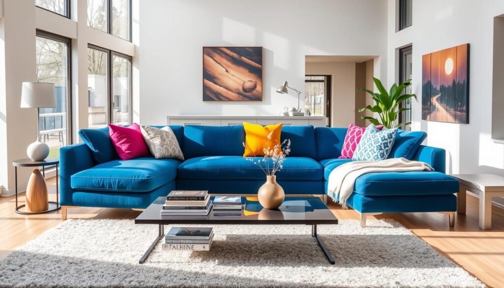 Blue couch decor