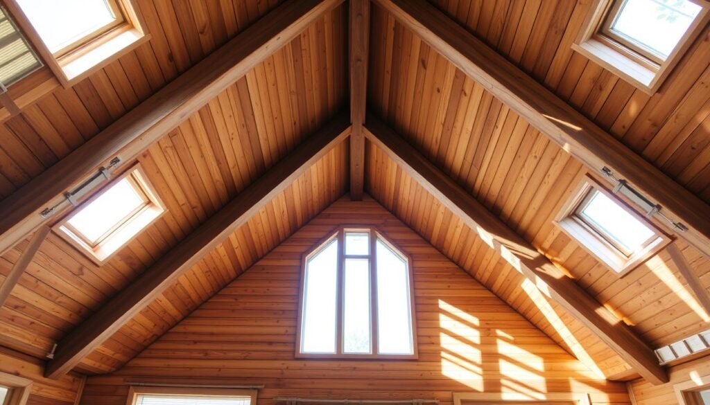 Vaulted wood ceiling