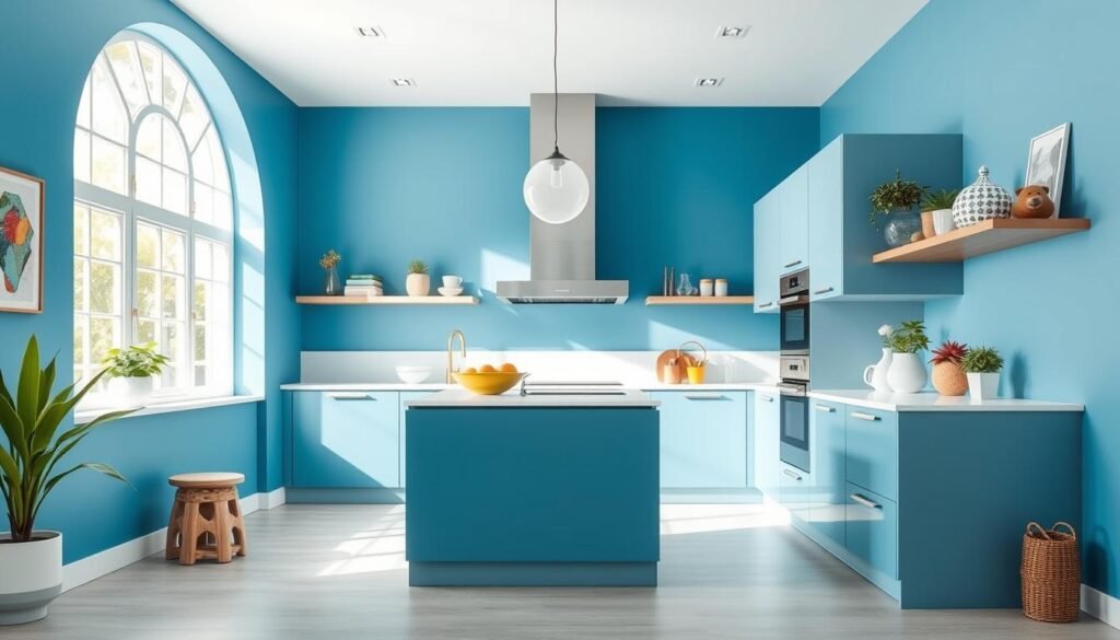 blue kitchen walls