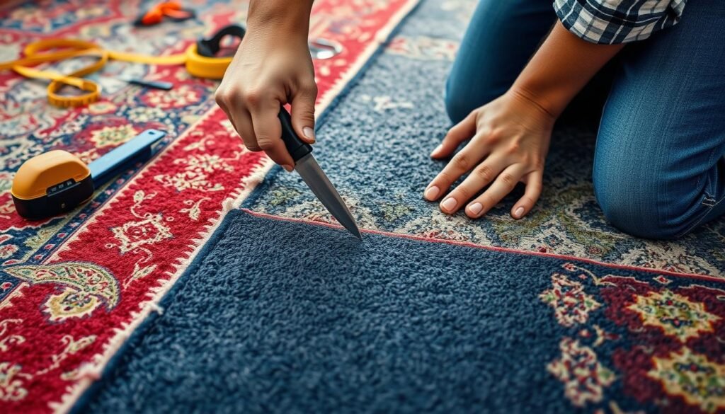 cutting carpet into manageable sections