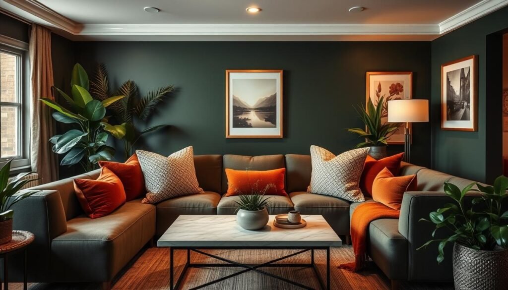 dark green living room