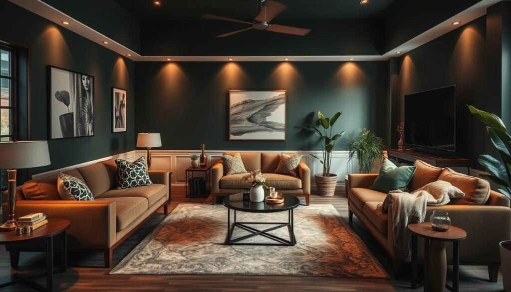 dark green living room