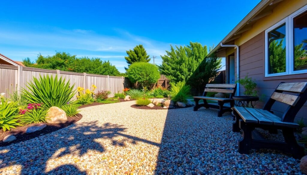 Pea gravel landscaping