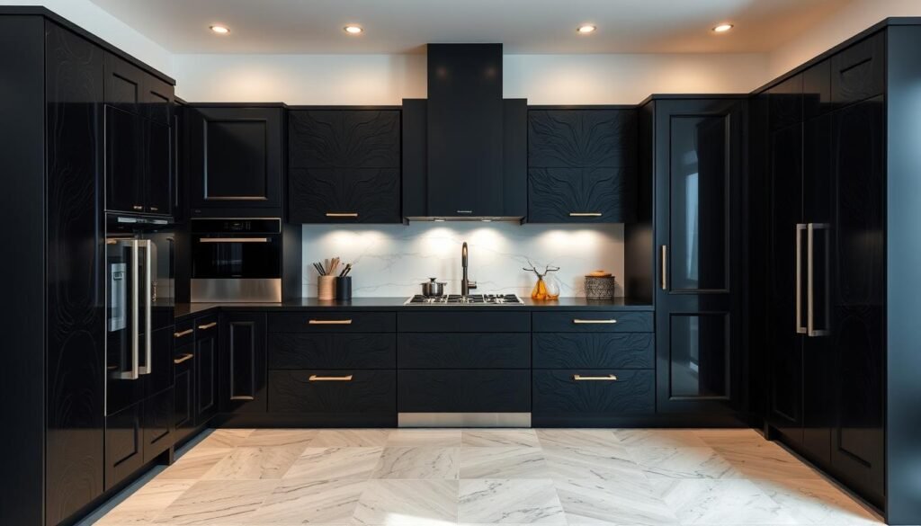 black kitchen cabinets