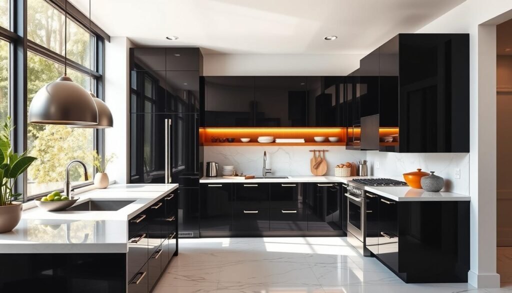 black kitchen cabinets