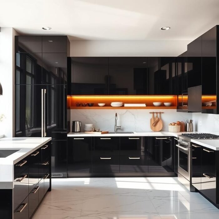 black kitchen cabinets